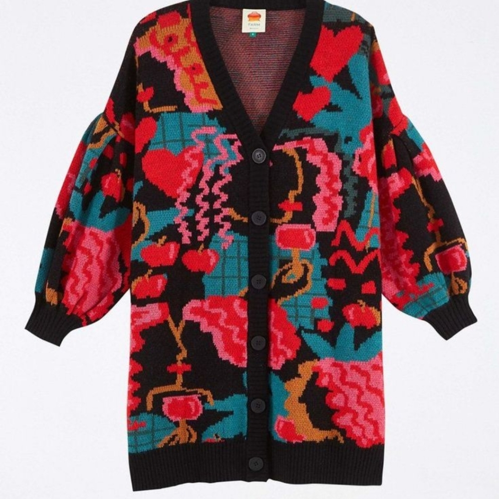 S/M Farm Rio Lovers Apple Cardigan - Picture 3 of 7